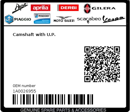 Product image: Vespa - 1A0026955 - Camshaft with U.P.   0