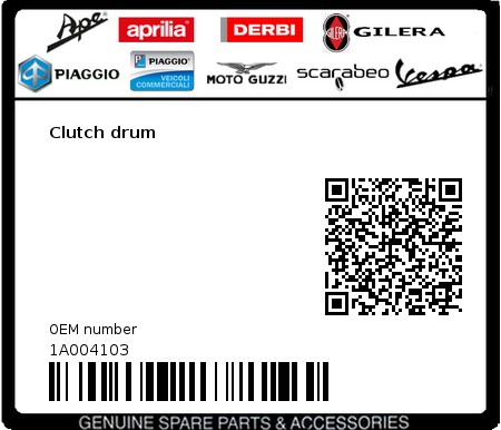 Product image: Vespa - 1A004103 - Clutch drum 