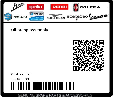 Product image: Vespa - 1A004884 - Oil pump assembly  0