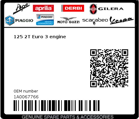 Product image: Vespa - 1A0067766 - 125 2T Euro 3 engine  0