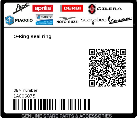 Product image: Vespa - 1A006875 - O-Ring seal ring  0