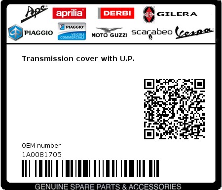 Product image: Vespa - 1A0081705 - Transmission cover with U.P.  0