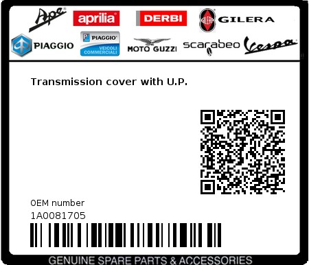 Product image: Vespa - 1A0081705 - Transmission cover with U.P. 