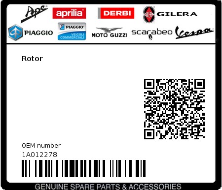 Product image: Vespa - 1A012278 - Rotor  0