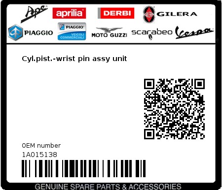 Product image: Vespa - 1A015138 - Cyl.pist.-wrist pin assy unit  0