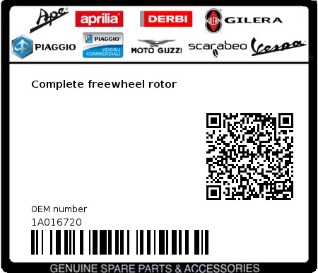 Product image: Vespa - 1A016720 - Complete freewheel rotor  0