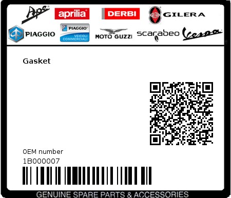 Product image: Vespa - 1B000007 - Gasket   0