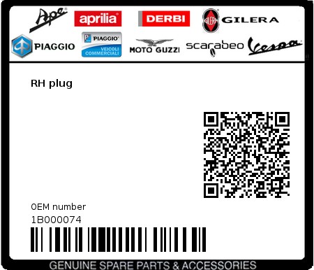 Product image: Vespa - 1B000074 - RH plug   0