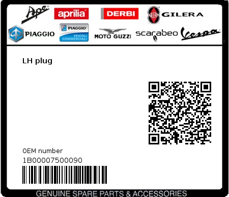 Product image: Vespa - 1B00007500090 - LH plug   0