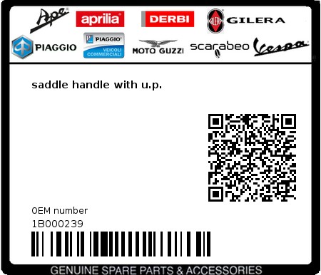Product image: Vespa - 1B000239 - saddle handle with u.p.  0