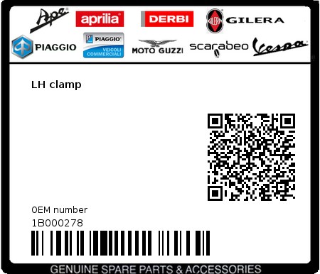 Product image: Vespa - 1B000278 - LH clamp   0
