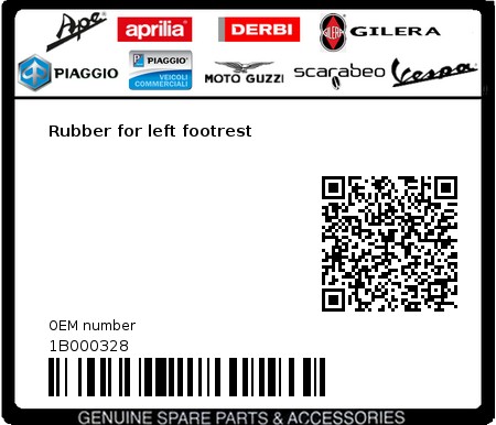 Product image: Vespa - 1B000328 - Rubber for left footrest  