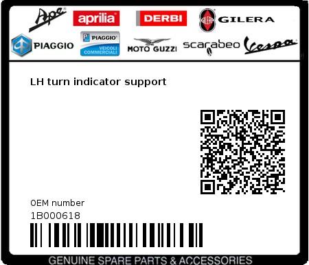 Product image: Vespa - 1B000618 - LH turn indicator support   0