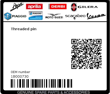 Product image: Vespa - 1B000730 - Threaded pin  