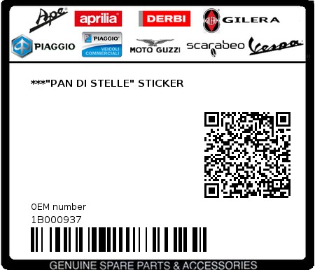 Product image: Vespa - 1B000937 - ***"PAN DI STELLE" STICKER  