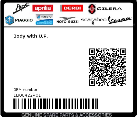 Product image: Vespa - 1B00422401 - Body with U.P. 