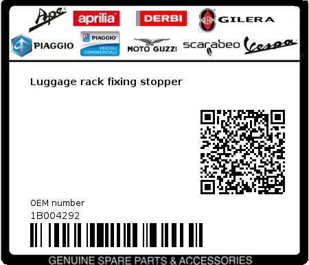 Product image: Vespa - 1B004292 - Luggage rack fixing stopper  0