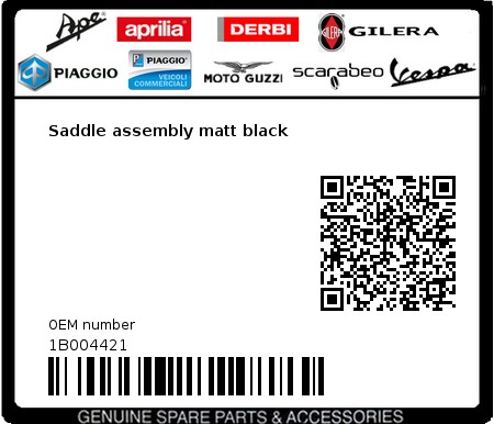 Product image: Vespa - 1B004421 - Saddle assembly matt black  0