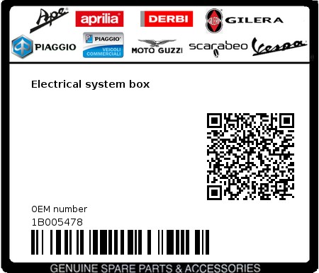 Product image: Vespa - 1B005478 - Electrical system box 