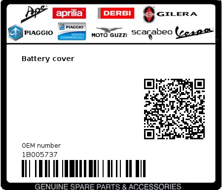 Product image: Vespa - 1B005737 - Battery cover  0