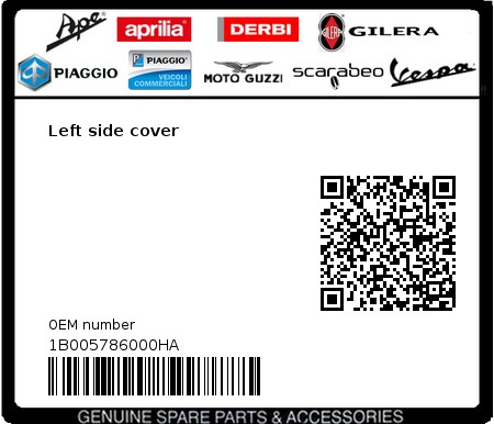 Product image: Vespa - 1B005786000HA - Left side cover 