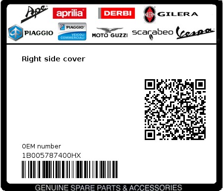 Product image: Vespa - 1B005787400HX - Right side cover  0