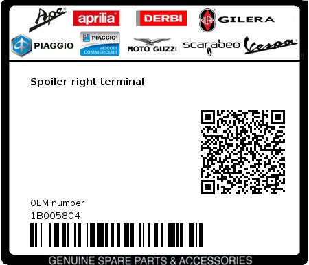 Product image: Vespa - 1B005804 - Spoiler right terminal  0