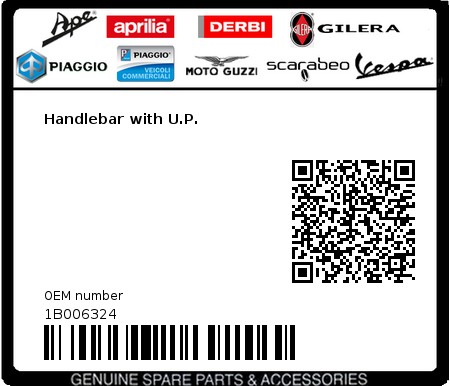Product image: Vespa - 1B006324 - Handlebar with U.P.  0