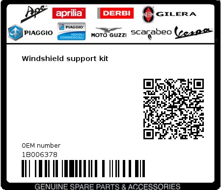 Product image: Vespa - 1B006378 - Windshield support kit  0