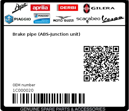 Product image: Vespa - 1C000020 - Brake pipe (ABS-Junction unit)   0