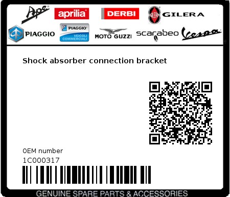 Product image: Vespa - 1C000317 - Shock absorber connection bracket   0