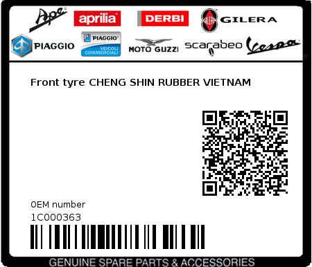 Product image: Vespa - 1C000363 - Front tyre CHENG SHIN RUBBER VIETNAM  