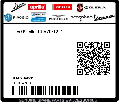 Product image: Vespa - 1C004263 - Tire (Pirelli) 130/70-12""  0