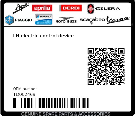 Product image: Vespa - 1D002469 - LH electric control device 