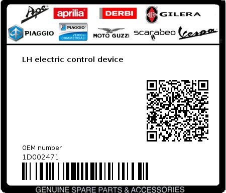 Product image: Vespa - 1D002471 - LH electric control device  0