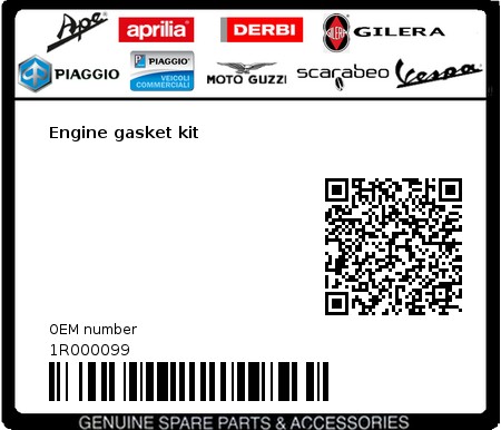 Product image: Vespa - 1R000099 - Engine gasket kit   0