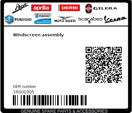 Product image: Vespa - 1R000305 - Windscreen assembly 