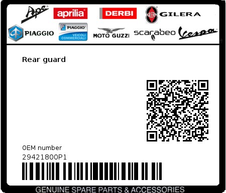 Product image: Vespa - 29421800P1 - Rear guard   0
