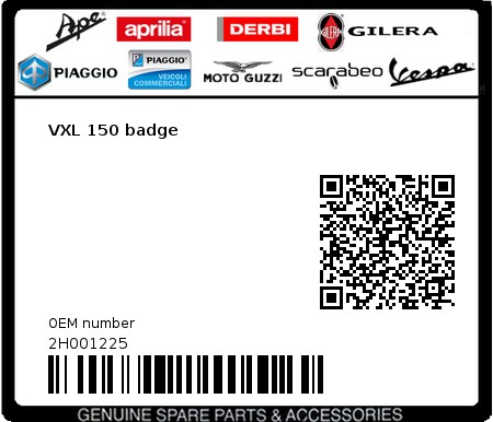 Product image: Vespa - 2H001225 - VXL 150 badge  0