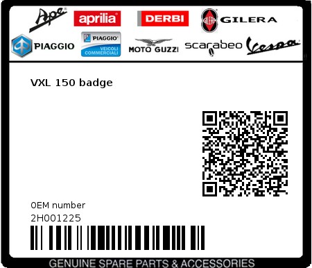 Product image: Vespa - 2H001225 - VXL 150 badge 