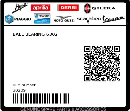 Product image: Vespa - 30209 - BALL BEARING 6302  0