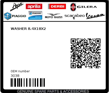 Product image: Vespa - 3038 - WASHER 8.4X18X2  0