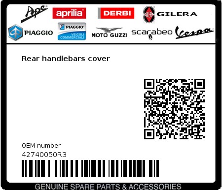 Product image: Vespa - 42740050R3 - Rear handlebars cover   0