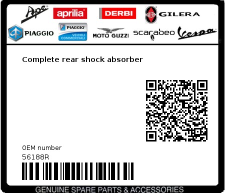 Product image: Vespa - 56188R - Complete rear shock absorber   0