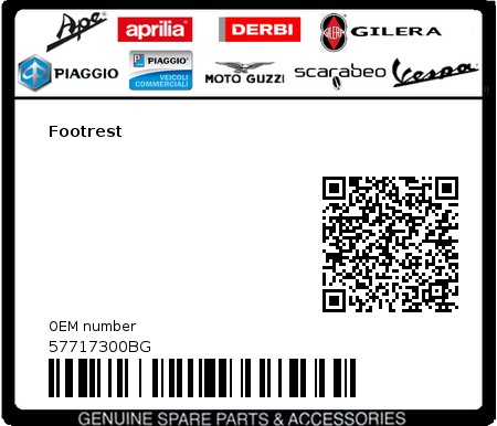 Product image: Vespa - 57717300BG - Footrest   0