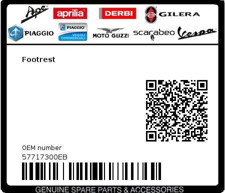 Product image: Vespa - 57717300EB - Footrest   0