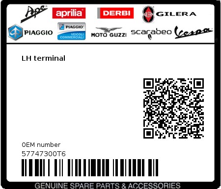 Product image: Vespa - 57747300T6 - LH terminal  0