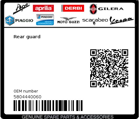 Product image: Vespa - 5804440060 - Rear guard   0