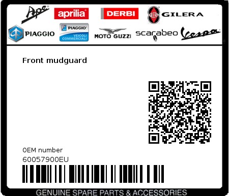 Product image: Vespa - 60057900EU - Front mudguard   0