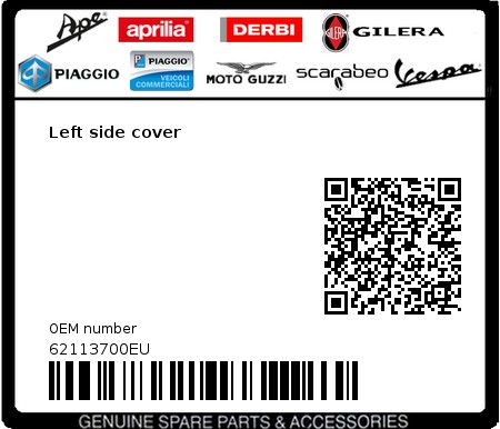 Product image: Vespa - 62113700EU - Left side cover  